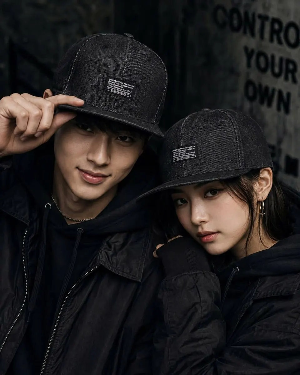 Cặp đôi đội mũ snapback X3 phối đồ tối màu
